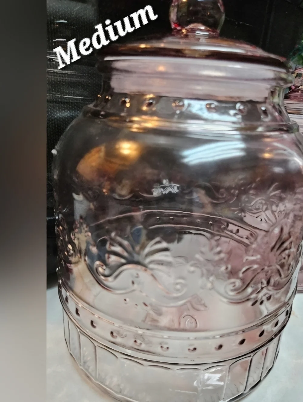 The Pioneer Woman Pink Rose Cassie Glass Medium Canister 7